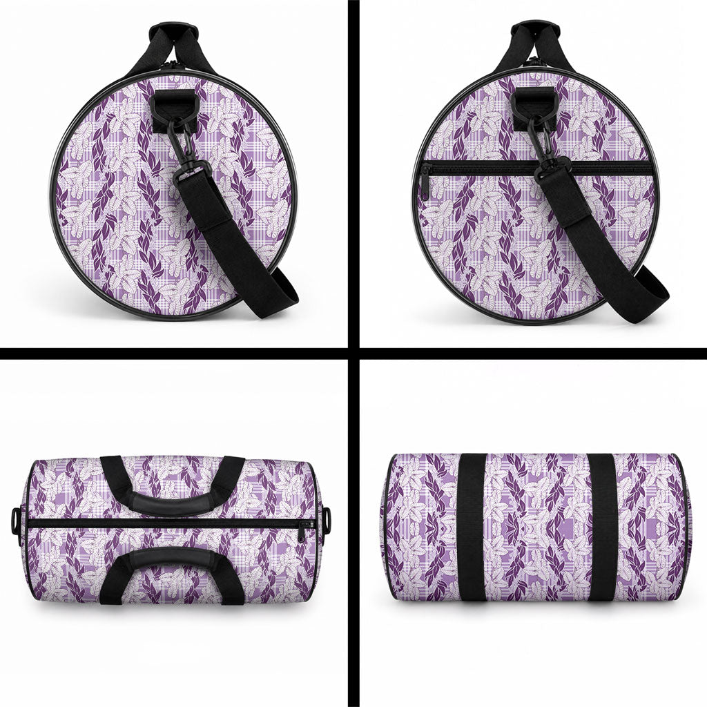 Hawaii Ti Leaf Maile Tuberose Lei Duffle Bag With Hanalei Leaf Purple LT05 - Polynesian Pride