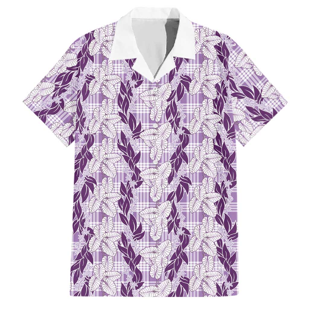 Hawaii Ti Leaf Maile Tuberose Lei Family Matching Long Sleeve Bodycon Dress and Hawaiian Shirt With Hanalei Leaf Purple LT05 Dad's Shirt - Short Sleeve Purple - Polynesian Pride