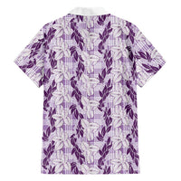 Hawaii Ti Leaf Maile Tuberose Lei Family Matching Off Shoulder Maxi Dress and Hawaiian Shirt With Hanalei Leaf Purple LT05 - Polynesian Pride