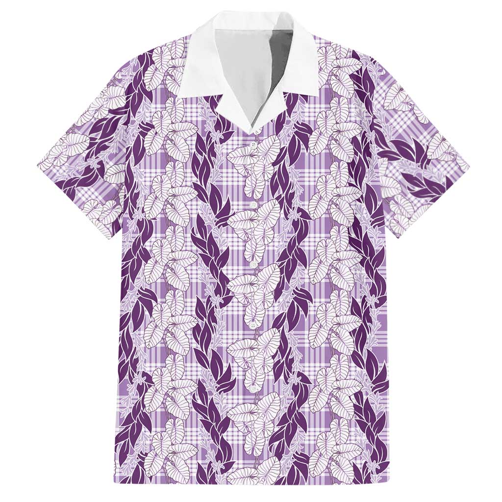 Hawaii Ti Leaf Maile Tuberose Lei Hawaiian Shirt With Hanalei Leaf Purple LT05 Purple - Polynesian Pride