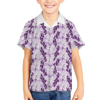Hawaii Ti Leaf Maile Tuberose Lei Hawaiian Shirt With Hanalei Leaf Purple LT05 - Polynesian Pride