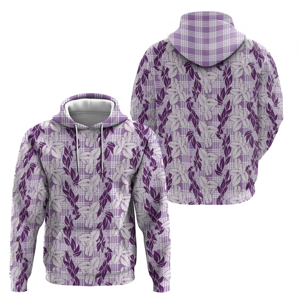 Hawaii Ti Leaf Maile Tuberose Lei Hoodie With Hanalei Leaf Purple LT05 - Polynesian Pride