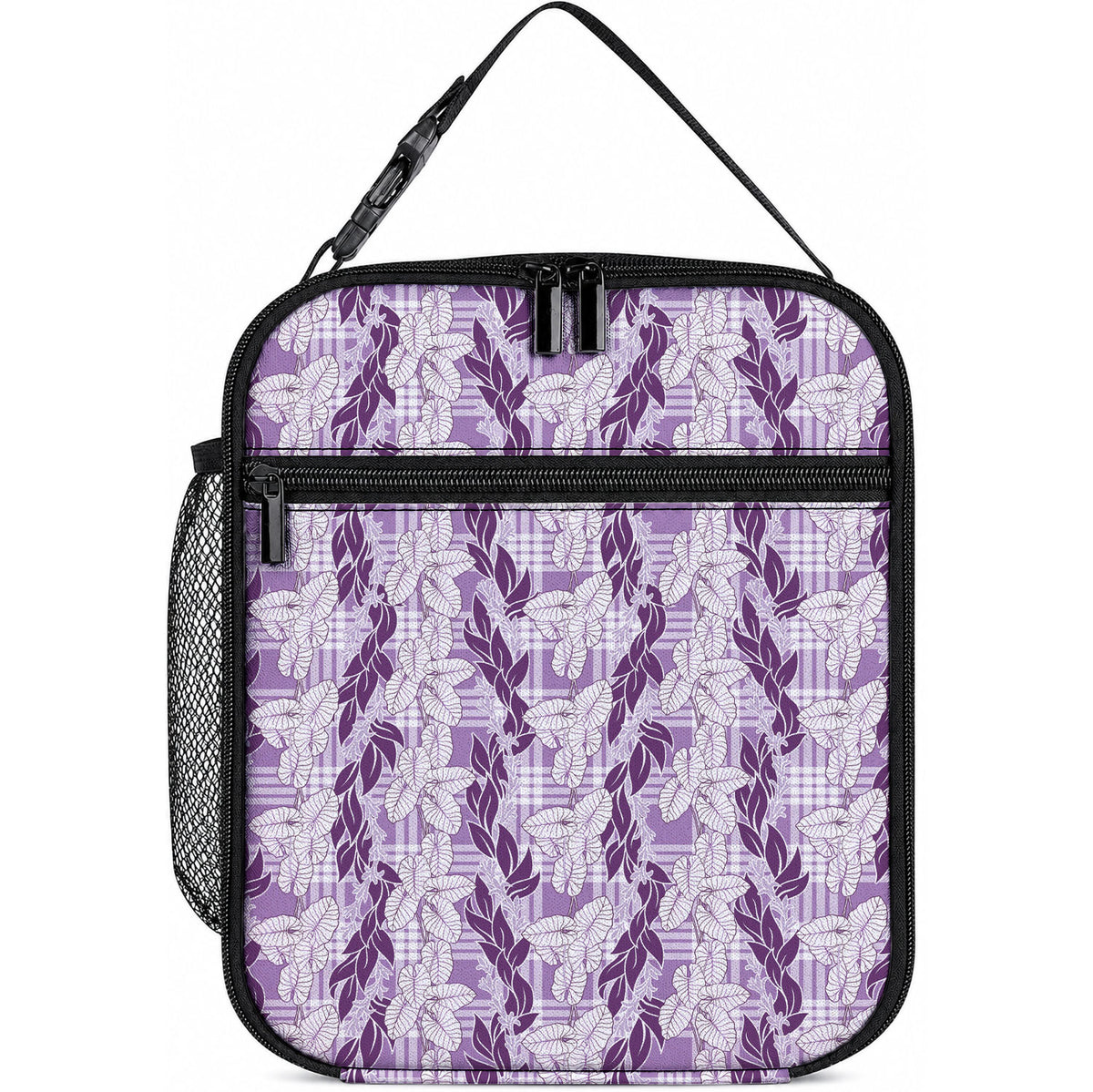 Hawaii Ti Leaf Maile Tuberose Lei Lunch Bag With Hanalei Leaf Purple LT05 10.2 × 8.3 × 4.3 inch Purple - Polynesian Pride