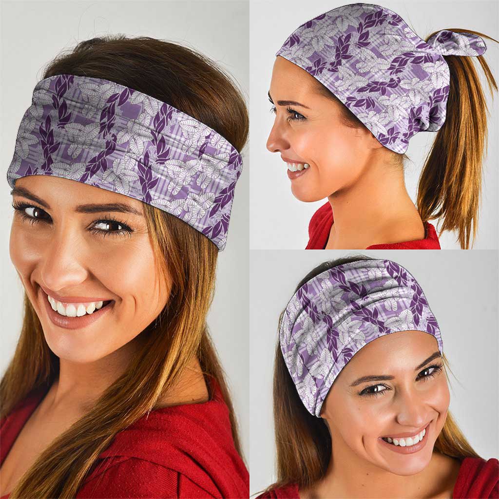 Hawaii Ti Leaf Maile Tuberose Lei Neck Gaiter With Hanalei Leaf Purple LT05 - Polynesian Pride