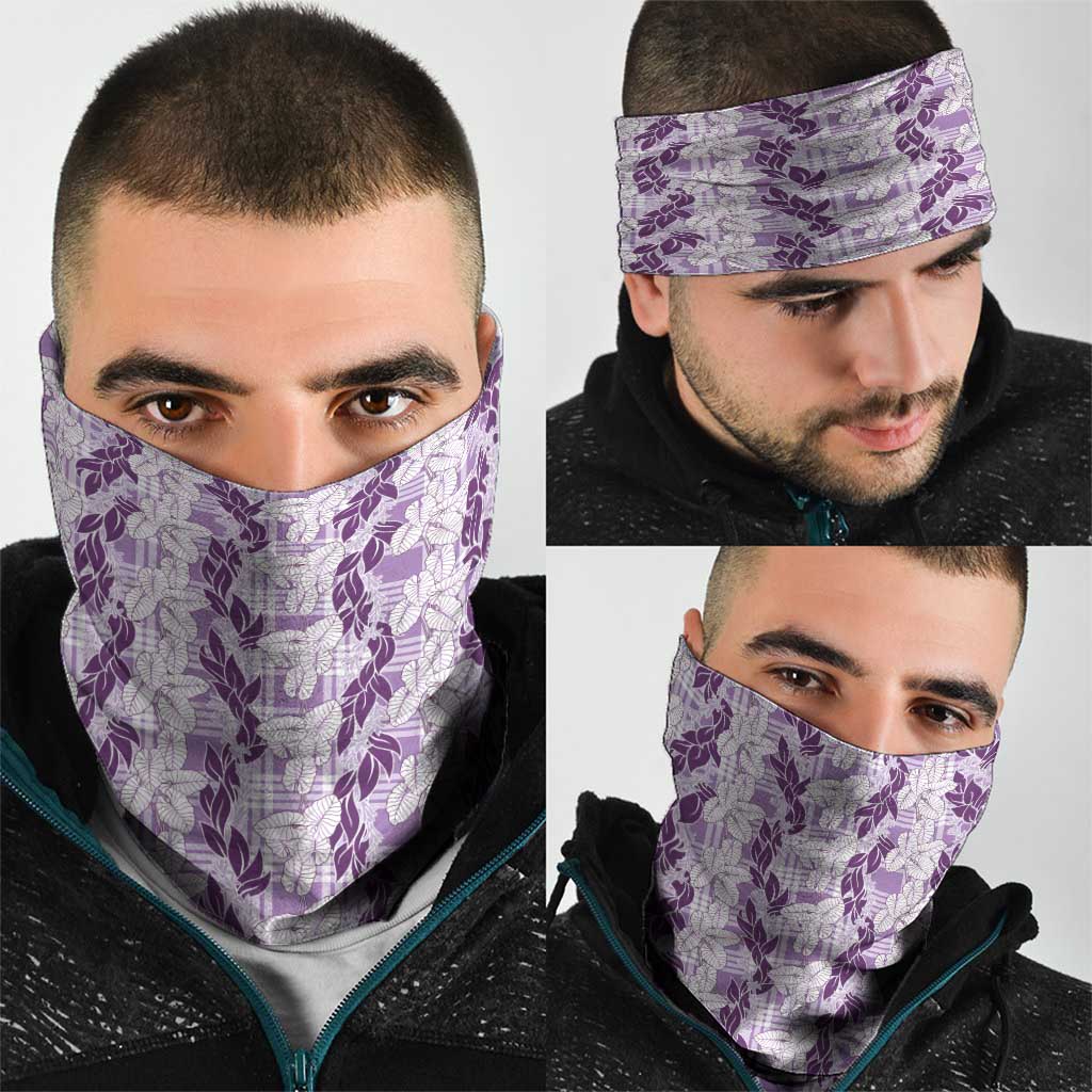 Hawaii Ti Leaf Maile Tuberose Lei Neck Gaiter With Hanalei Leaf Purple LT05 - Polynesian Pride