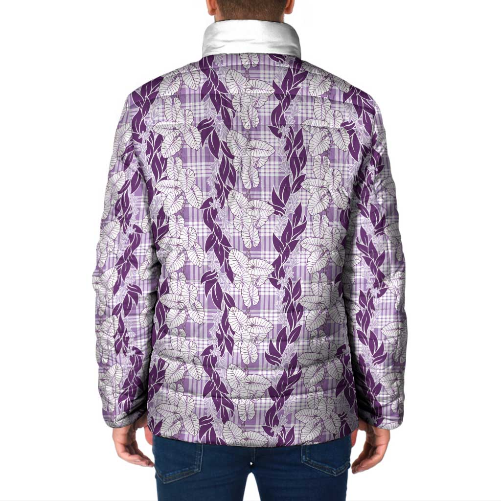 Hawaii Ti Leaf Maile Tuberose Lei Padded Jacket With Hanalei Leaf Purple LT05 - Polynesian Pride