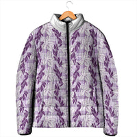 Hawaii Ti Leaf Maile Tuberose Lei Padded Jacket With Hanalei Leaf Purple LT05 - Polynesian Pride