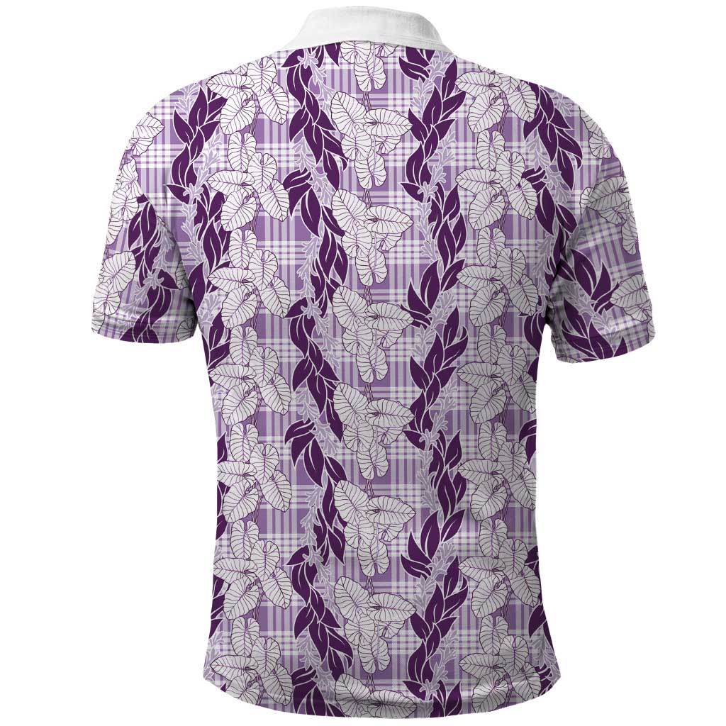 Hawaii Ti Leaf Maile Tuberose Lei Polo Shirt With Hanalei Leaf Purple LT05 - Polynesian Pride