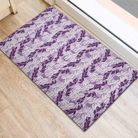 Hawaii Ti Leaf Maile Tuberose Lei Rubber Doormat With Hanalei Leaf Purple LT05 - Polynesian Pride
