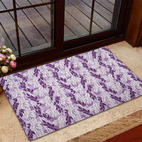 Hawaii Ti Leaf Maile Tuberose Lei Rubber Doormat With Hanalei Leaf Purple LT05 - Polynesian Pride