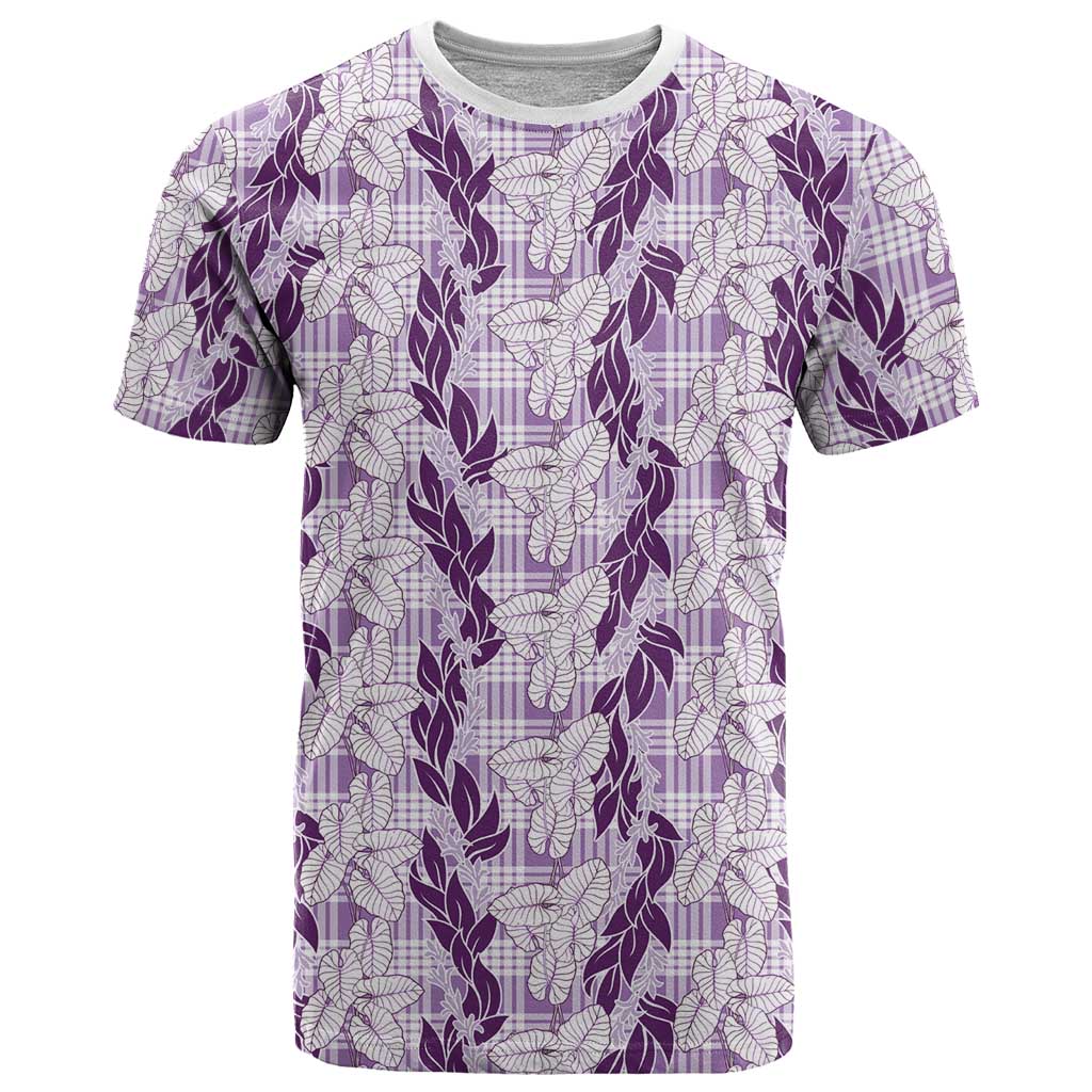 Hawaii Ti Leaf Maile Tuberose Lei T Shirt With Hanalei Leaf Purple