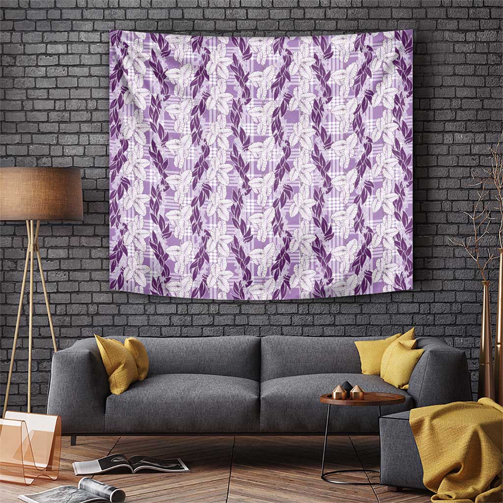 Hawaii Ti Leaf Maile Tuberose Lei Tapestry With Hanalei Leaf Purple LT05 Purple - Polynesian Pride