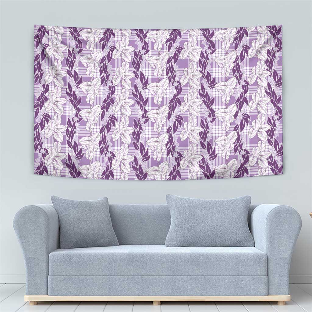 Hawaii Ti Leaf Maile Tuberose Lei Tapestry With Hanalei Leaf Purple LT05 - Polynesian Pride