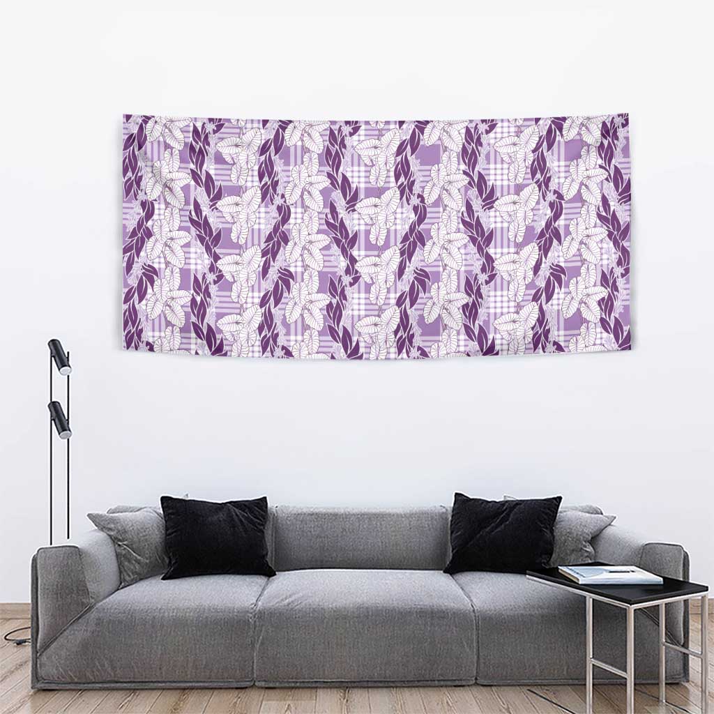 Hawaii Ti Leaf Maile Tuberose Lei Tapestry With Hanalei Leaf Purple LT05 - Polynesian Pride