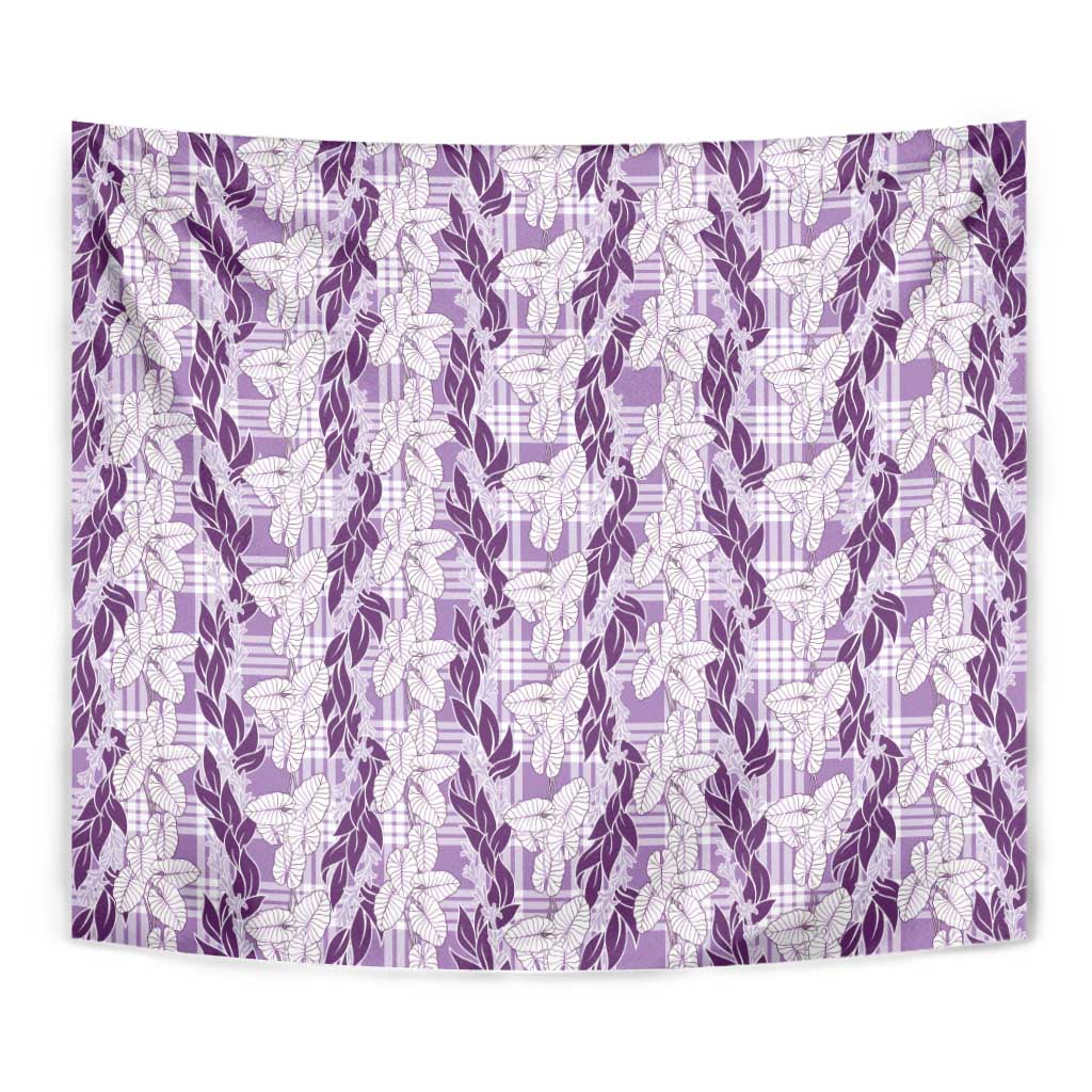 Hawaii Ti Leaf Maile Tuberose Lei Tapestry With Hanalei Leaf Purple LT05 - Polynesian Pride