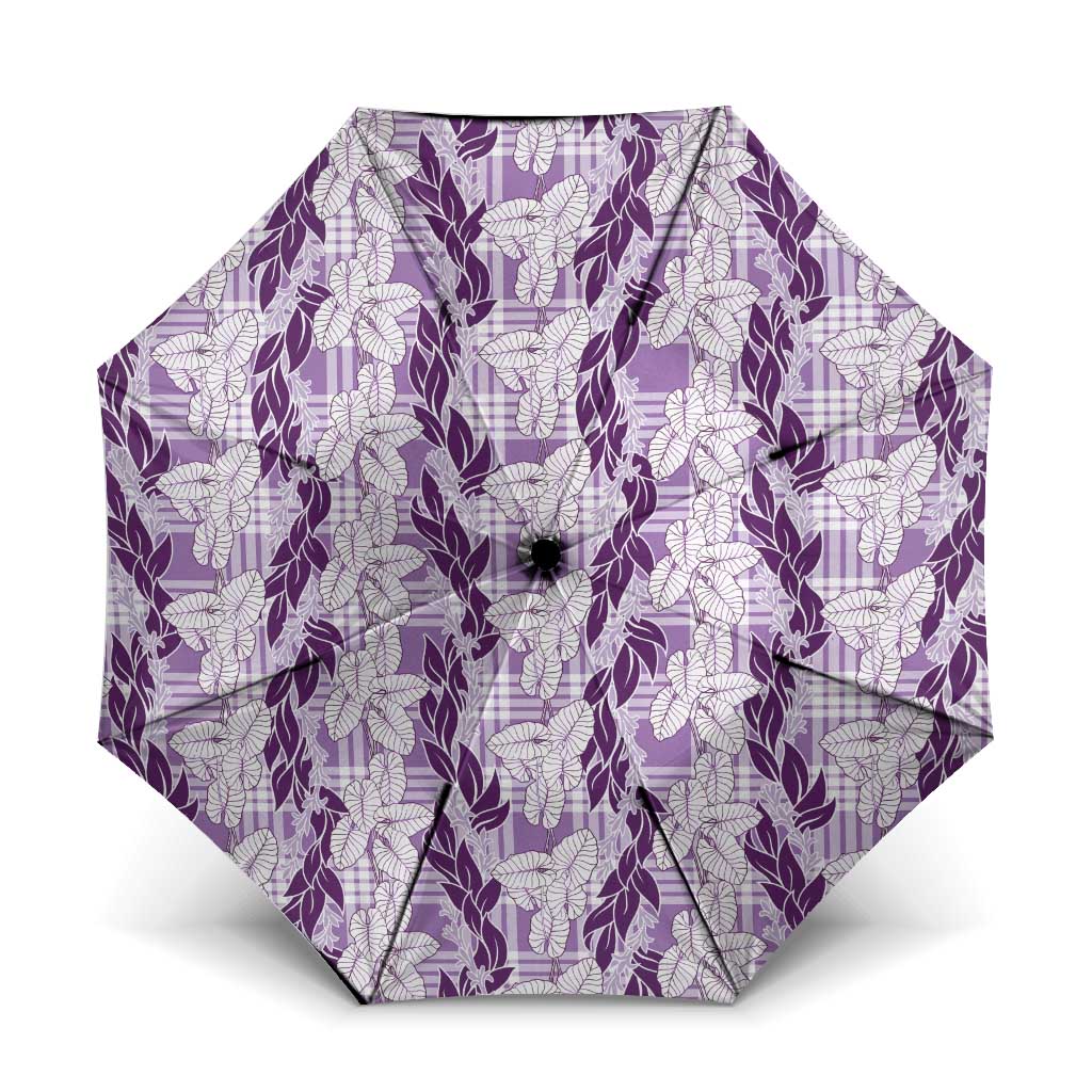 Hawaii Ti Leaf Maile Tuberose Lei Umbrella With Hanalei Leaf Purple LT05 One Size Folded 11.42 inch Opened Diameter 37.4 inch Purple - Polynesian Pride