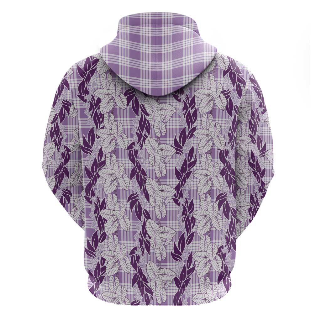 Hawaii Ti Leaf Maile Tuberose Lei Zip Hoodie With Hanalei Leaf Purple LT05 - Polynesian Pride