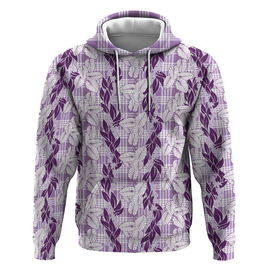 Hawaii Ti Leaf Maile Tuberose Lei Zip Hoodie With Hanalei Leaf Purple LT05 Pullover Hoodie Purple - Polynesian Pride