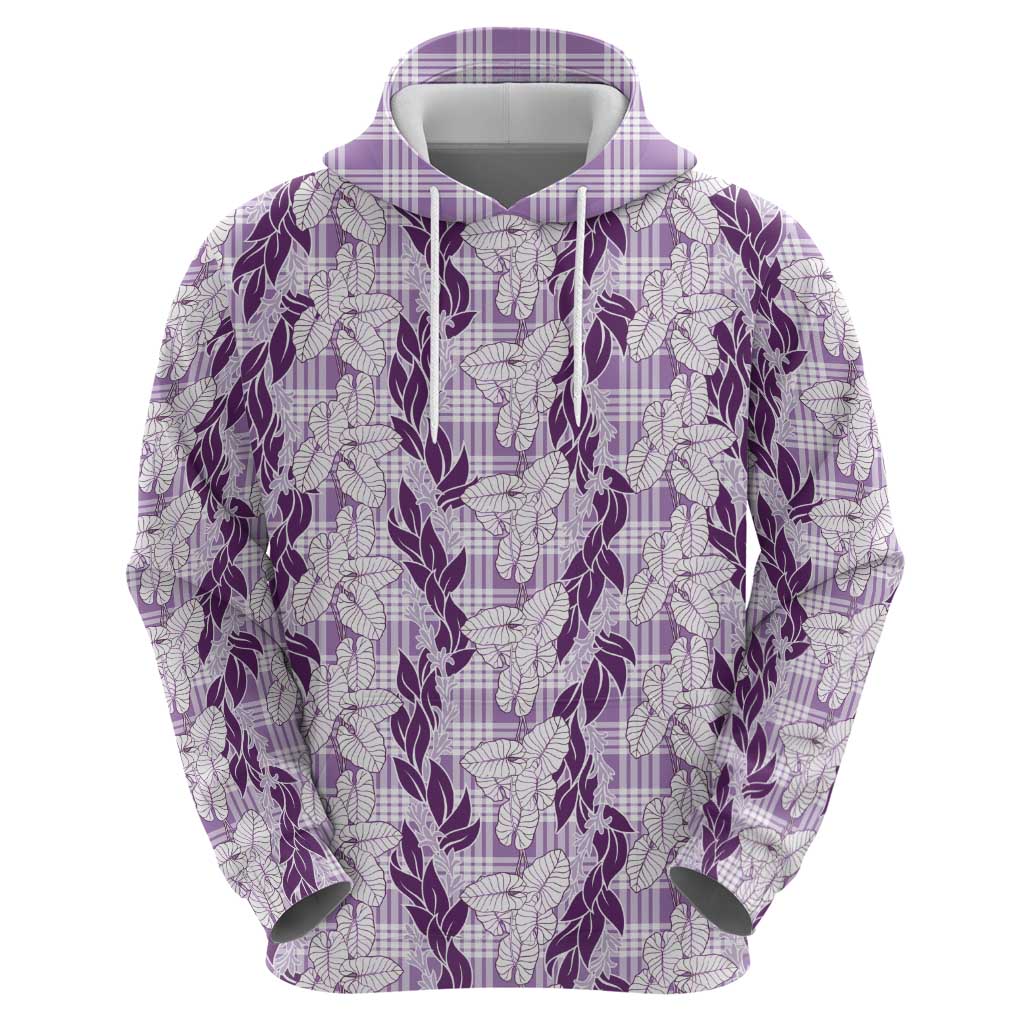 Hawaii Ti Leaf Maile Tuberose Lei Zip Hoodie With Hanalei Leaf Purple LT05 - Polynesian Pride