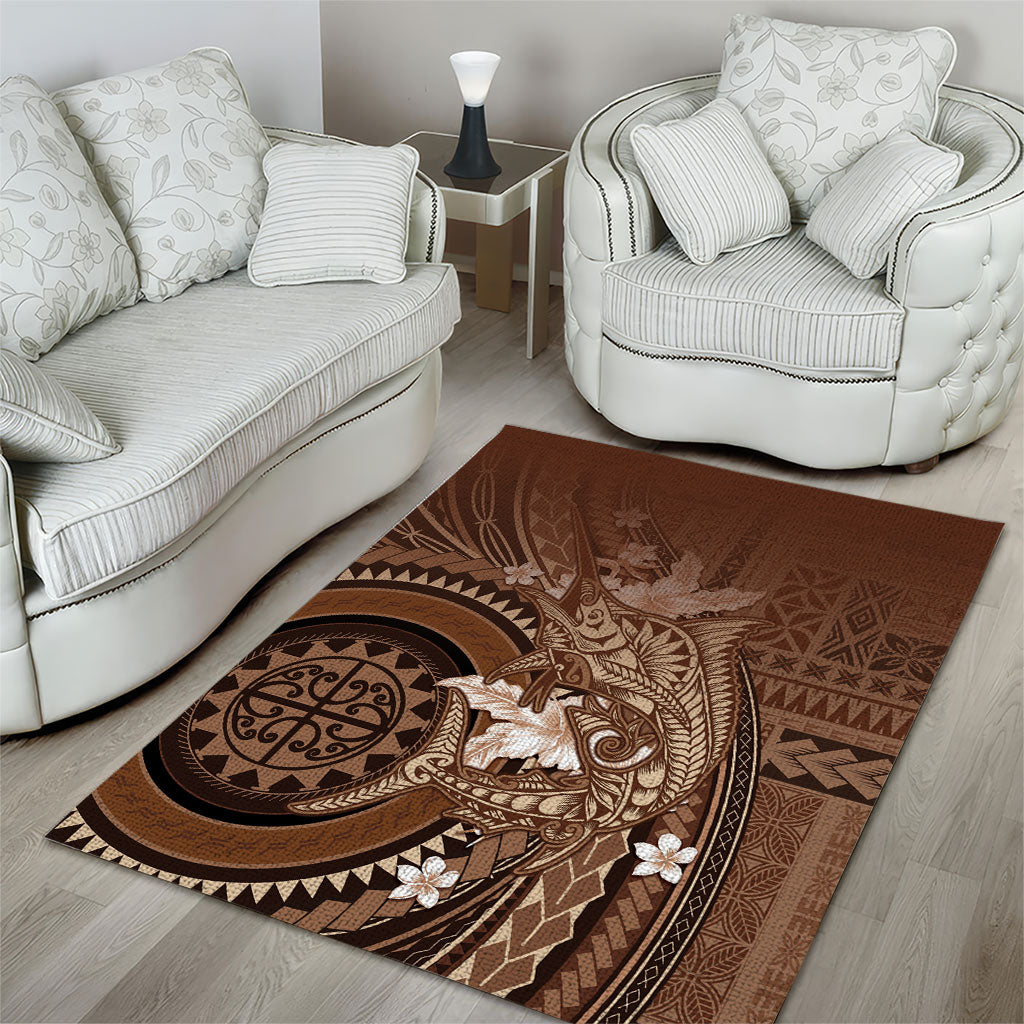 Samoa Tatau Marlin Area Rug With Siapo Motifs Brown