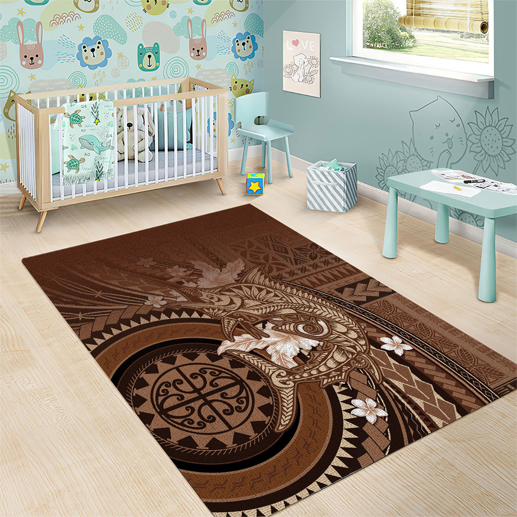 Samoa Tatau Marlin Area Rug With Siapo Motifs Brown