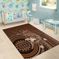 Samoa Tatau Marlin Area Rug With Siapo Motifs Brown