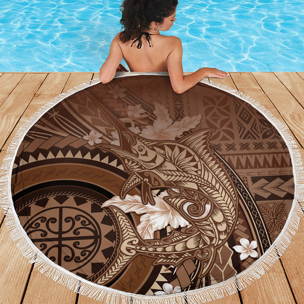 Samoa Tatau Marlin Beach Blanket With Siapo Motifs Brown