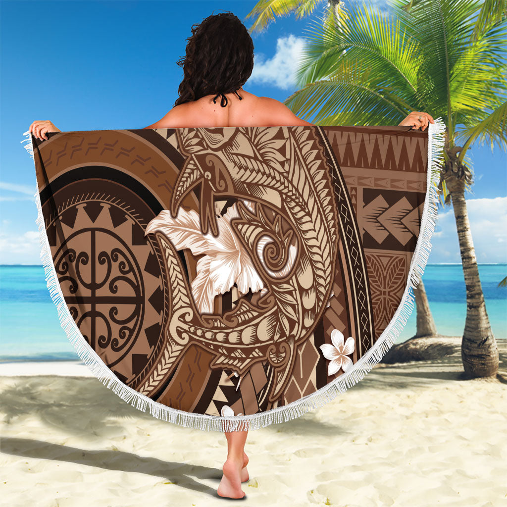Samoa Tatau Marlin Beach Blanket With Siapo Motifs Brown