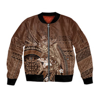 Samoa Tatau Marlin Bomber Jacket With Siapo Motifs Brown