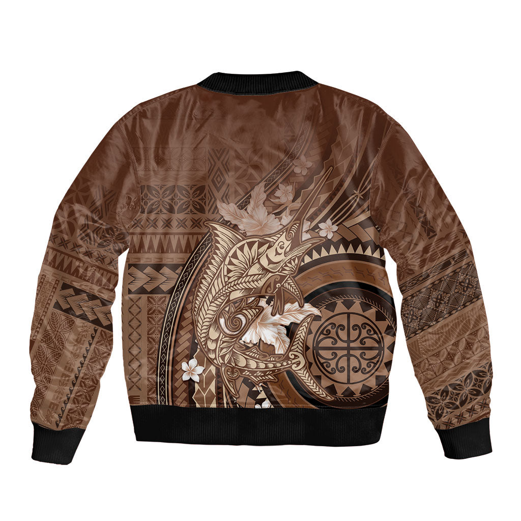 Samoa Tatau Marlin Bomber Jacket With Siapo Motifs Brown