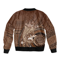 Samoa Tatau Marlin Bomber Jacket With Siapo Motifs Brown