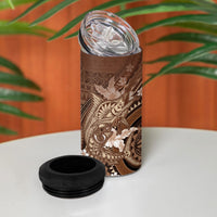 Samoa Tatau Marlin 4 in 1 Can Cooler Tumbler With Siapo Motifs Brown
