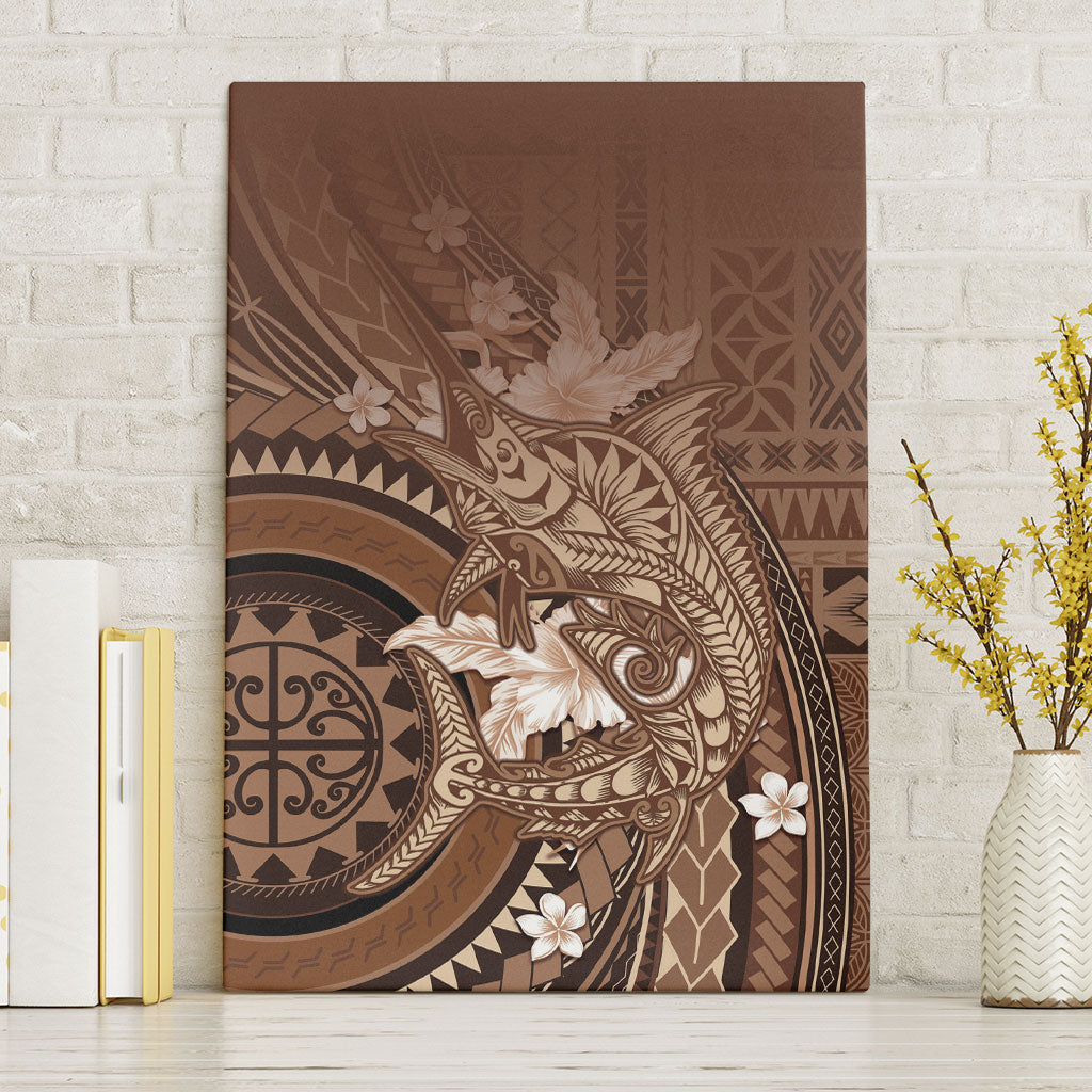Samoa Tatau Marlin Canvas Wall Art With Siapo Motifs Brown