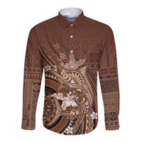 Samoa Tatau Marlin Long Sleeve Button Shirt With Siapo Motifs Brown