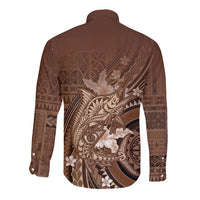 Samoa Tatau Marlin Long Sleeve Button Shirt With Siapo Motifs Brown