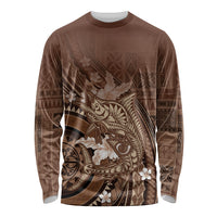Samoa Tatau Marlin Long Sleeve Shirt With Siapo Motifs Brown