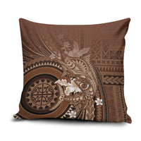 Samoa Tatau Marlin Pillow Cover With Siapo Motifs Brown