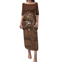 Samoa Tatau Marlin Puletasi With Siapo Motifs Brown