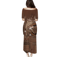 Samoa Tatau Marlin Puletasi With Siapo Motifs Brown