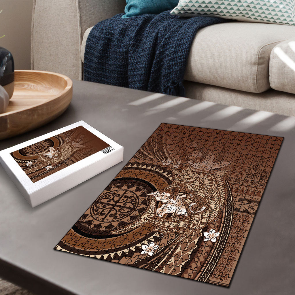 Samoa Tatau Marlin Puzzle With Siapo Motifs Brown LT05 - Polynesian Pride