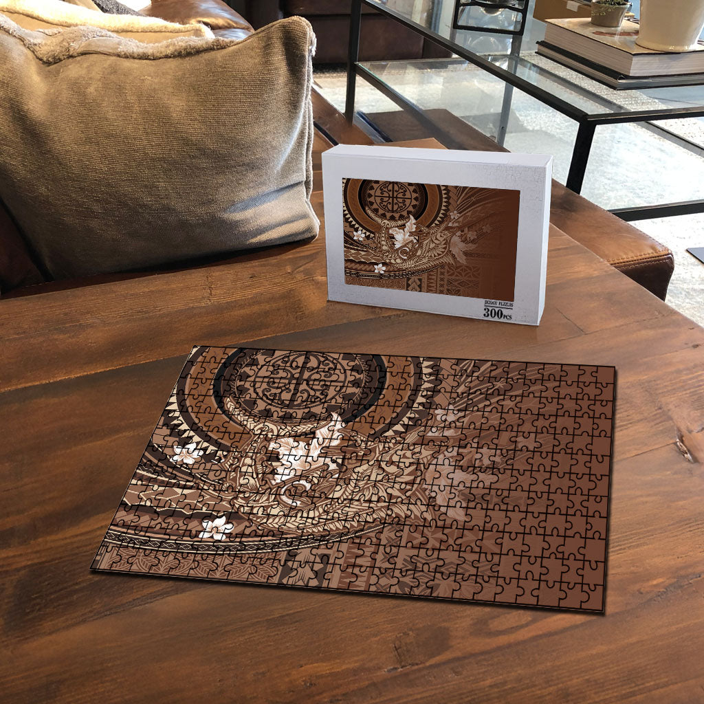 Samoa Tatau Marlin Puzzle With Siapo Motifs Brown LT05 - Polynesian Pride