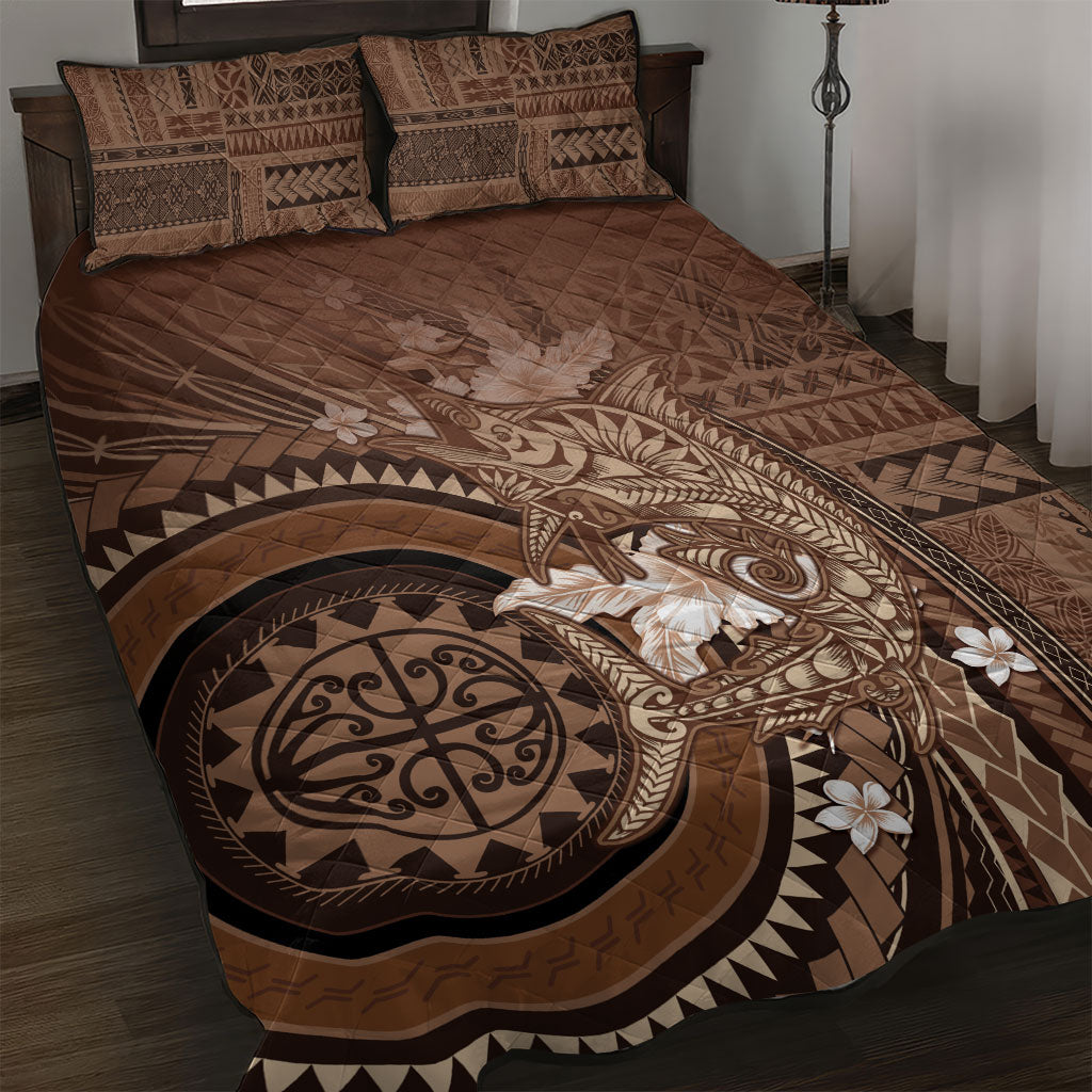 Samoa Tatau Marlin Quilt Bed Set With Siapo Motifs Brown