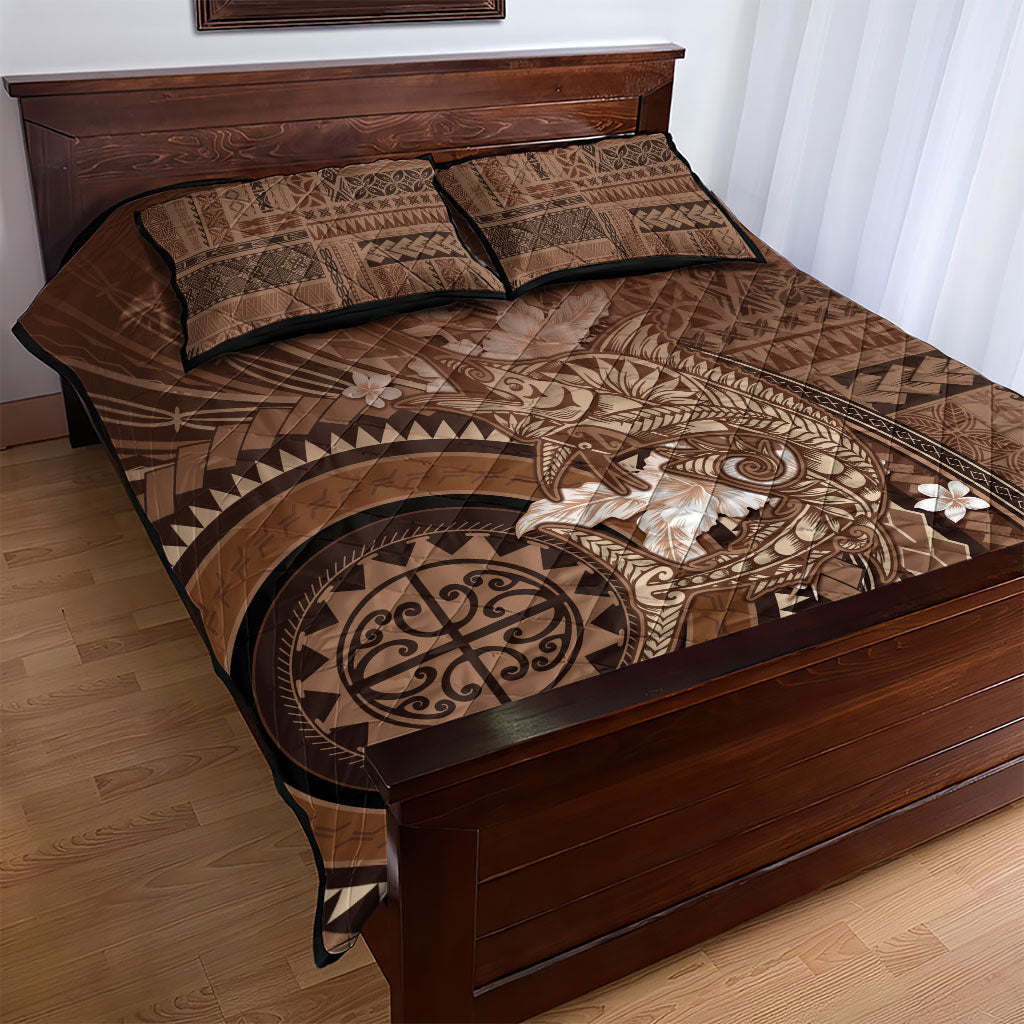 Samoa Tatau Marlin Quilt Bed Set With Siapo Motifs Brown