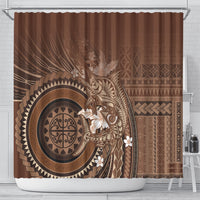 Samoa Tatau Marlin Shower Curtain With Siapo Motifs Brown