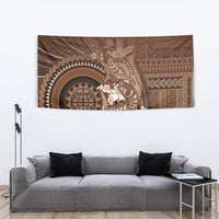 Samoa Tatau Marlin Tapestry With Siapo Motifs Brown