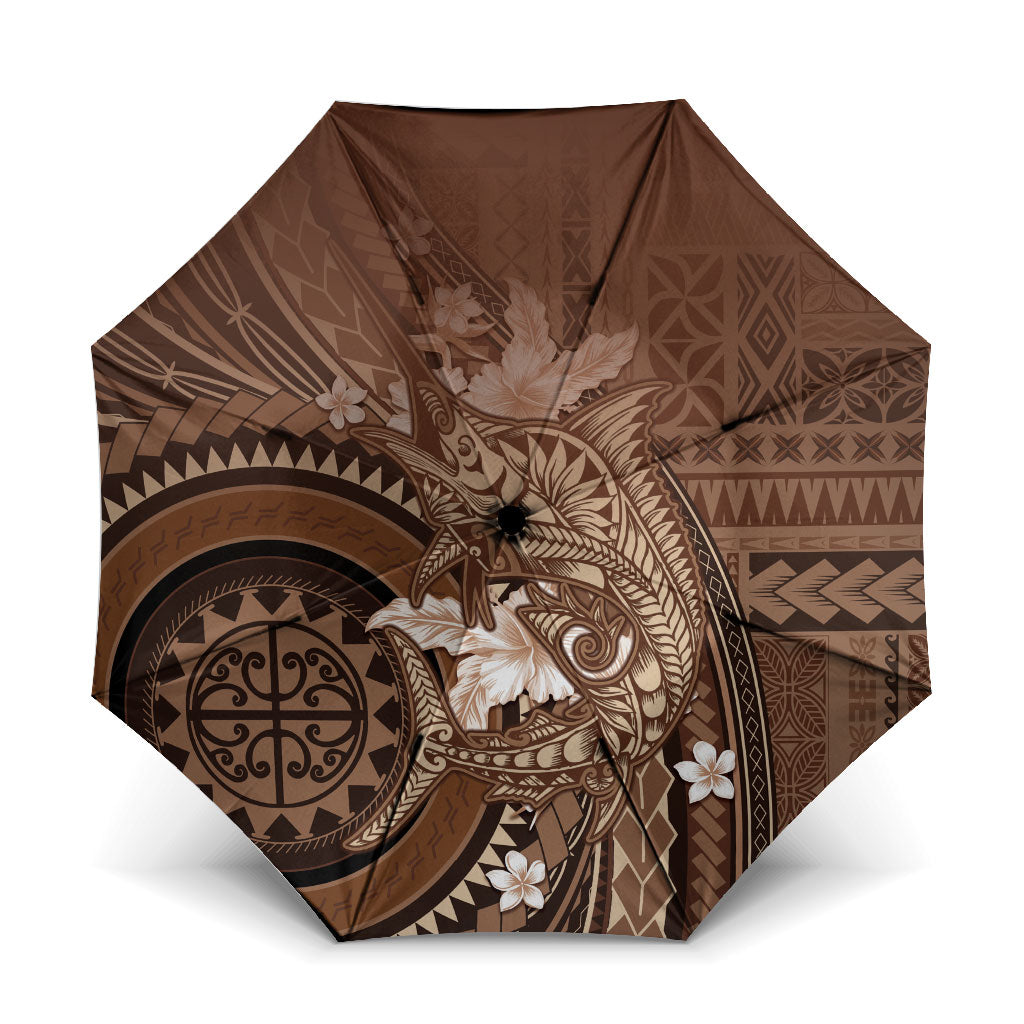 Samoa Tatau Marlin Umbrella With Siapo Motifs Brown