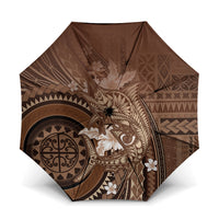 Samoa Tatau Marlin Umbrella With Siapo Motifs Brown