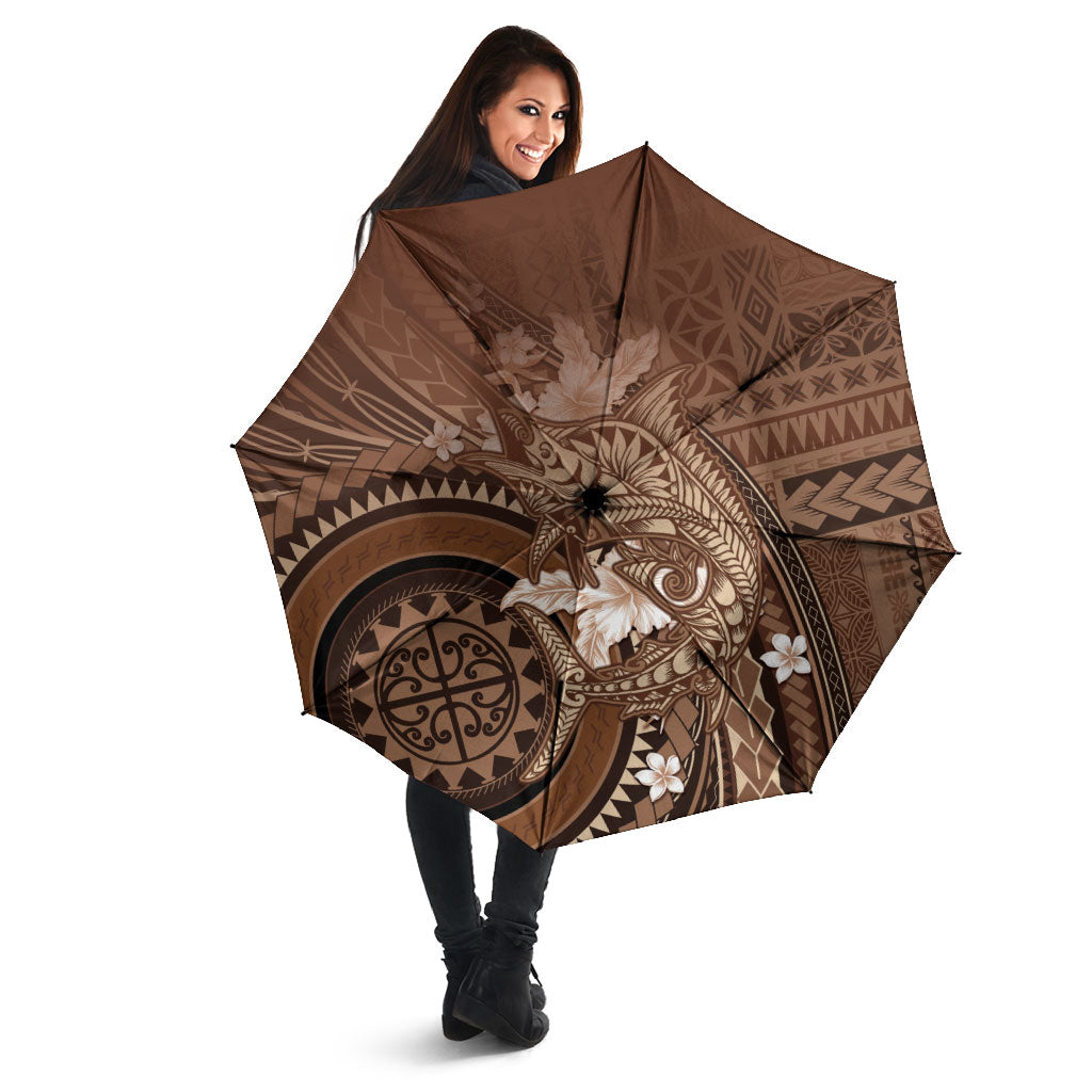 Samoa Tatau Marlin Umbrella With Siapo Motifs Brown