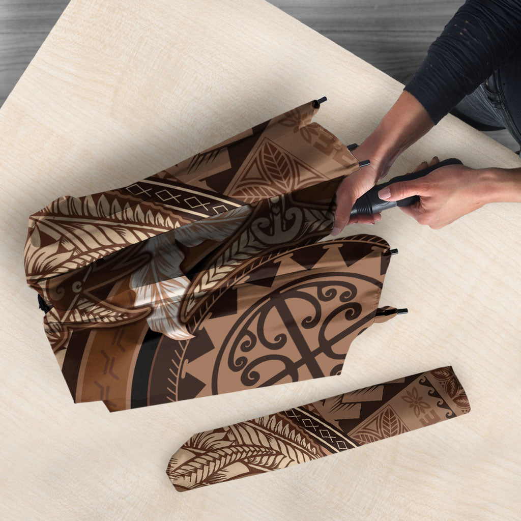 Samoa Tatau Marlin Umbrella With Siapo Motifs Brown