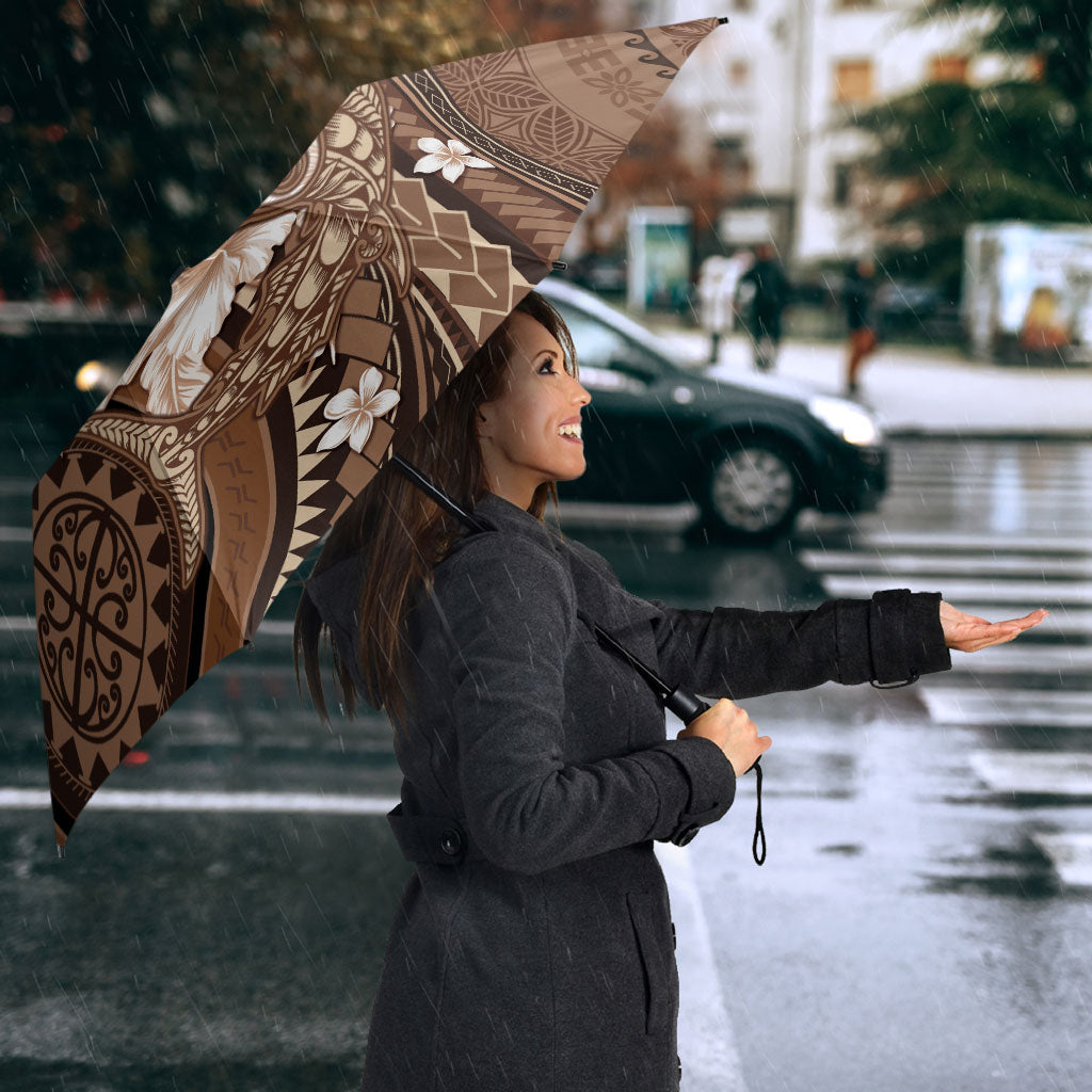 Samoa Tatau Marlin Umbrella With Siapo Motifs Brown